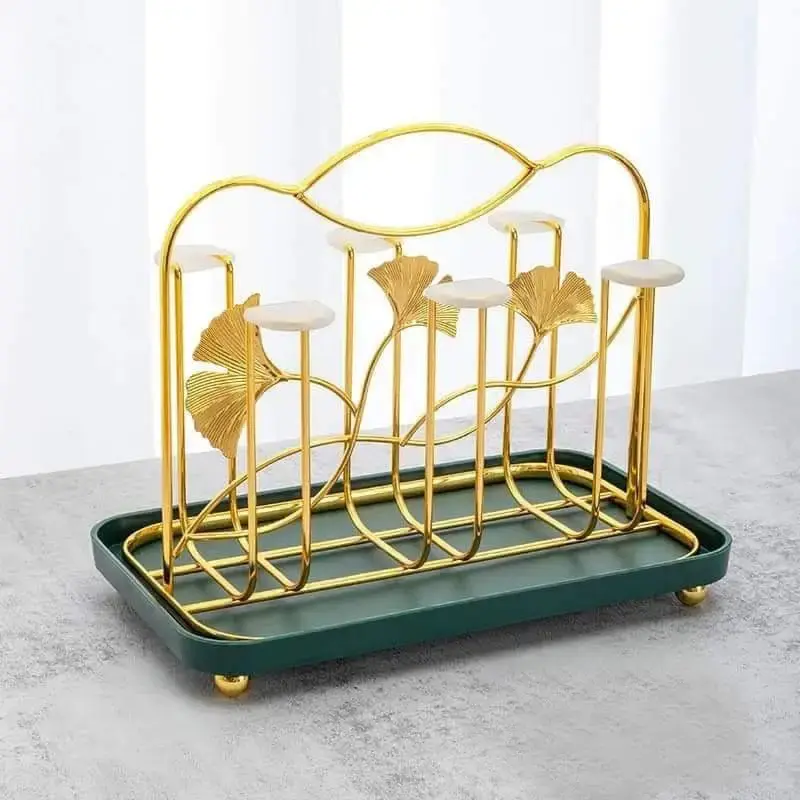 Gingko Leaf Luxury Cup Holder with Drip Tray