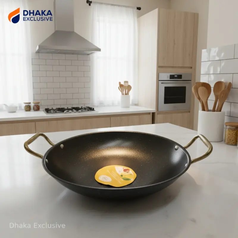 Premium Granite Finish Wok with Brass Handles