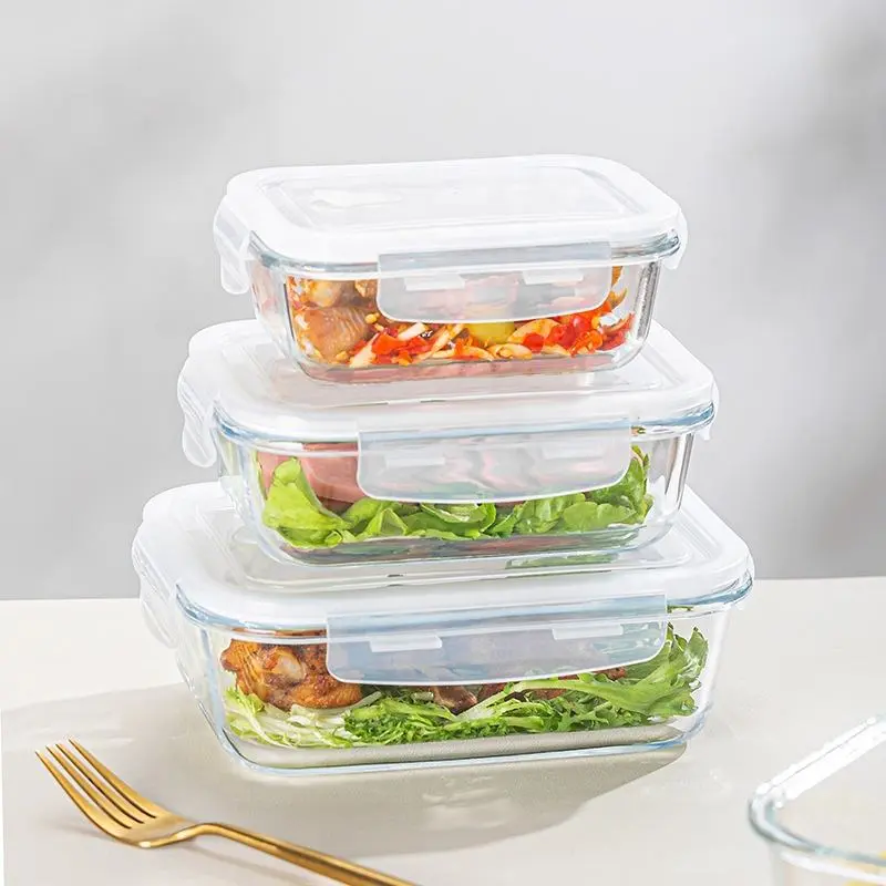Premium 3-Piece Airtight Borosilicate Glass Food Container Set