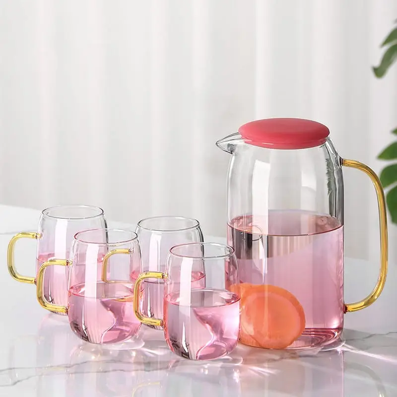 7pcs borosilicate jug set Pink