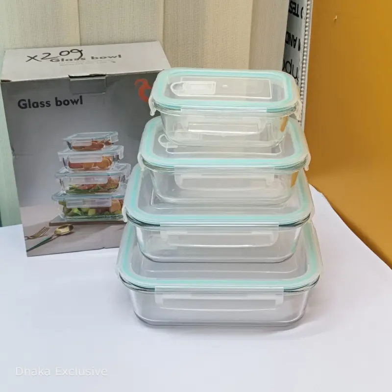 4pcs Oven Proof Food Container Set With Paste Lid