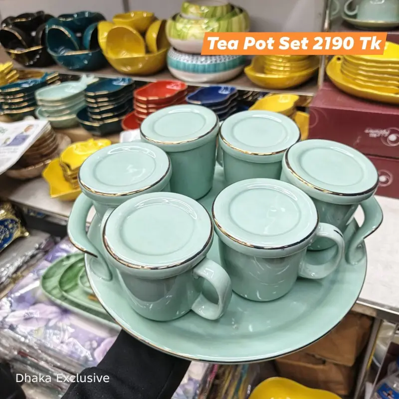Premium Ceramic Tea Pot Set with Tray